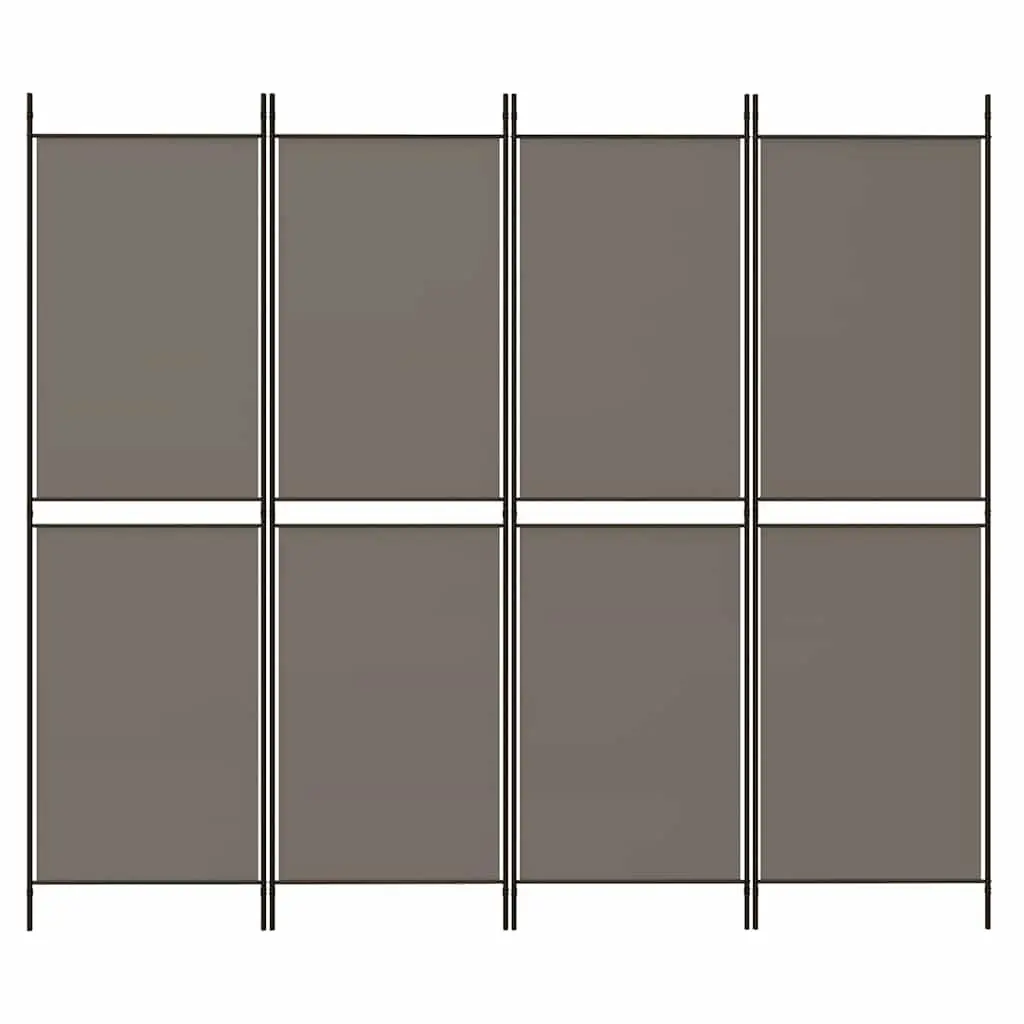 4-Panel Room Divider 200 x 220 cm Anthracite Fabric Folding Privacy Screen