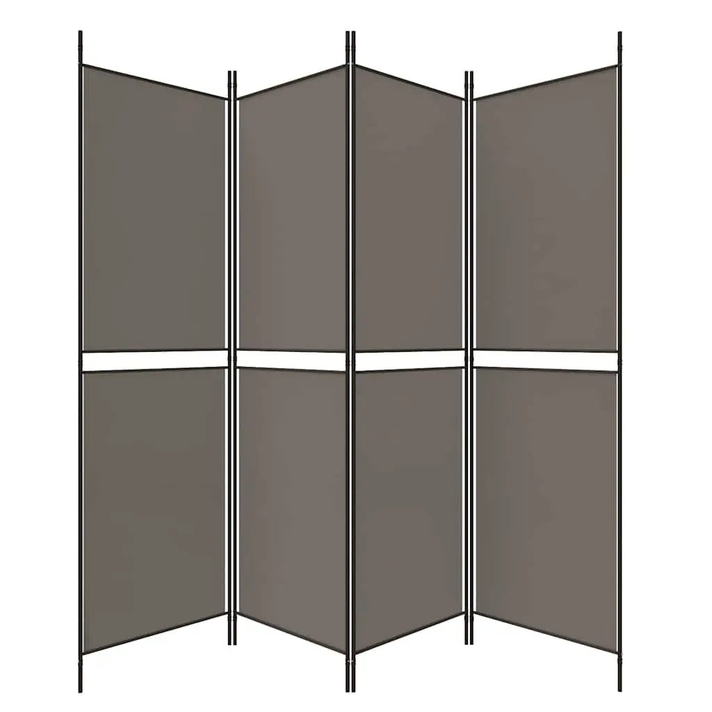 4-Panel Room Divider 200 x 220 cm Anthracite Fabric Folding Privacy Screen