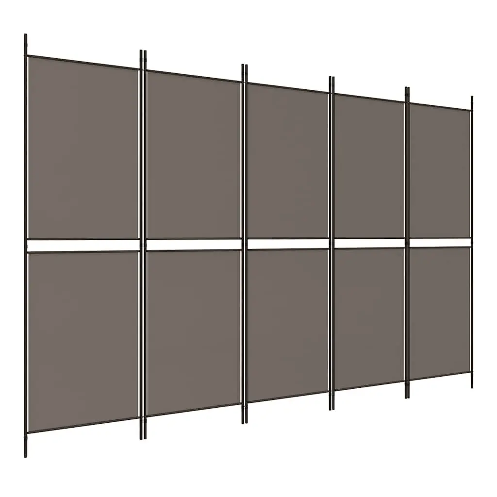 5-Panel Folding Room Divider Anthracite Fabric Privacy Divider