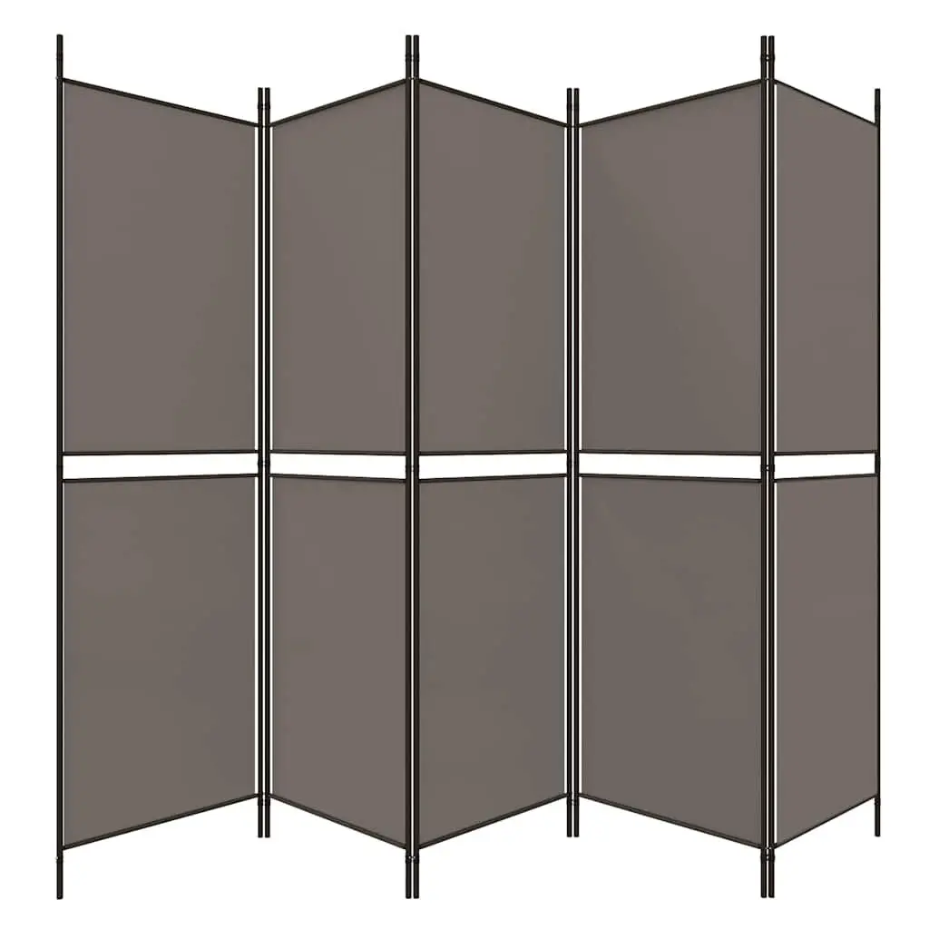5-Panel Folding Room Divider Anthracite Fabric Privacy Divider