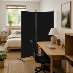 Elevate Your Space with a 2-Panel Black Fabric Room Divider