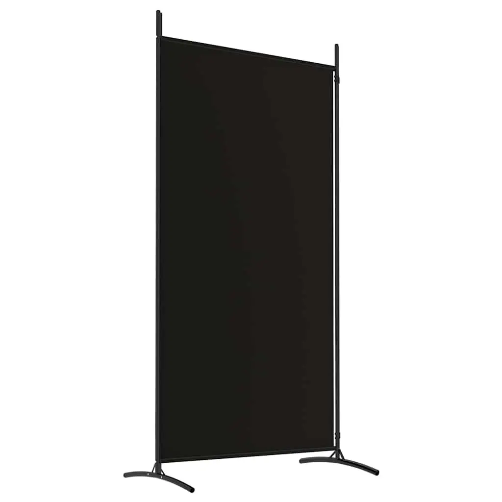 2-Panel Room Divider 175x180cm Black Fabric Folding Privacy Partition