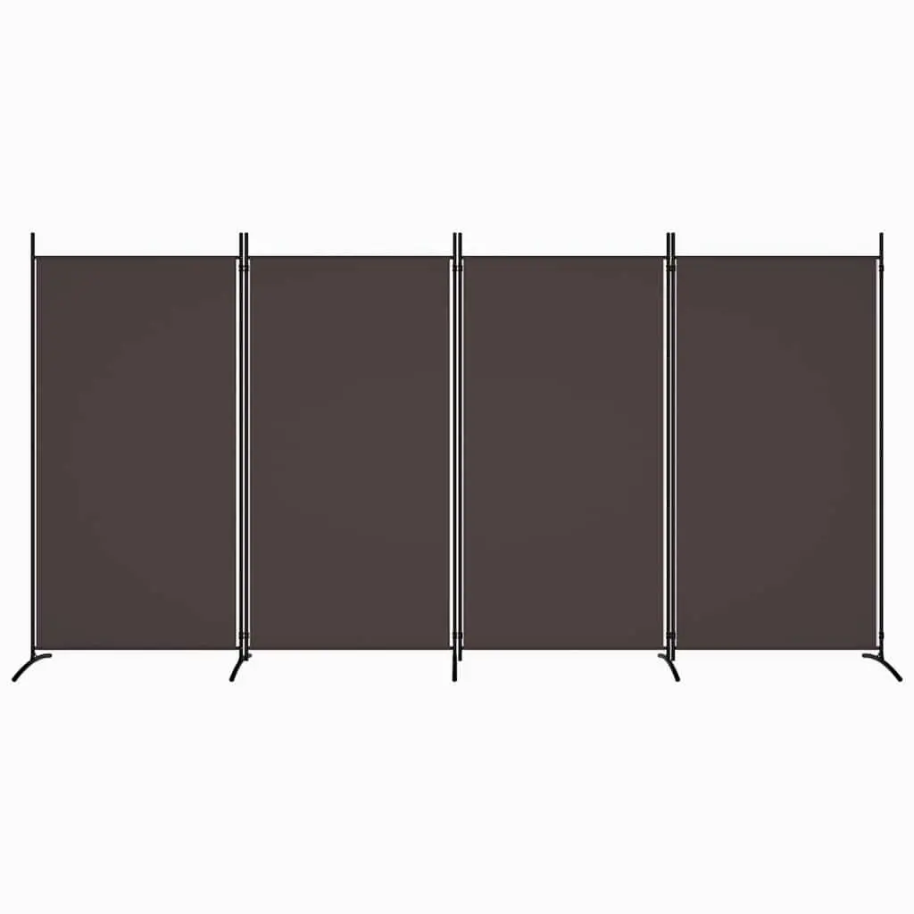 4-Panel Room Divider 346x180 cm Brown Foldable Fabric Privacy Screen