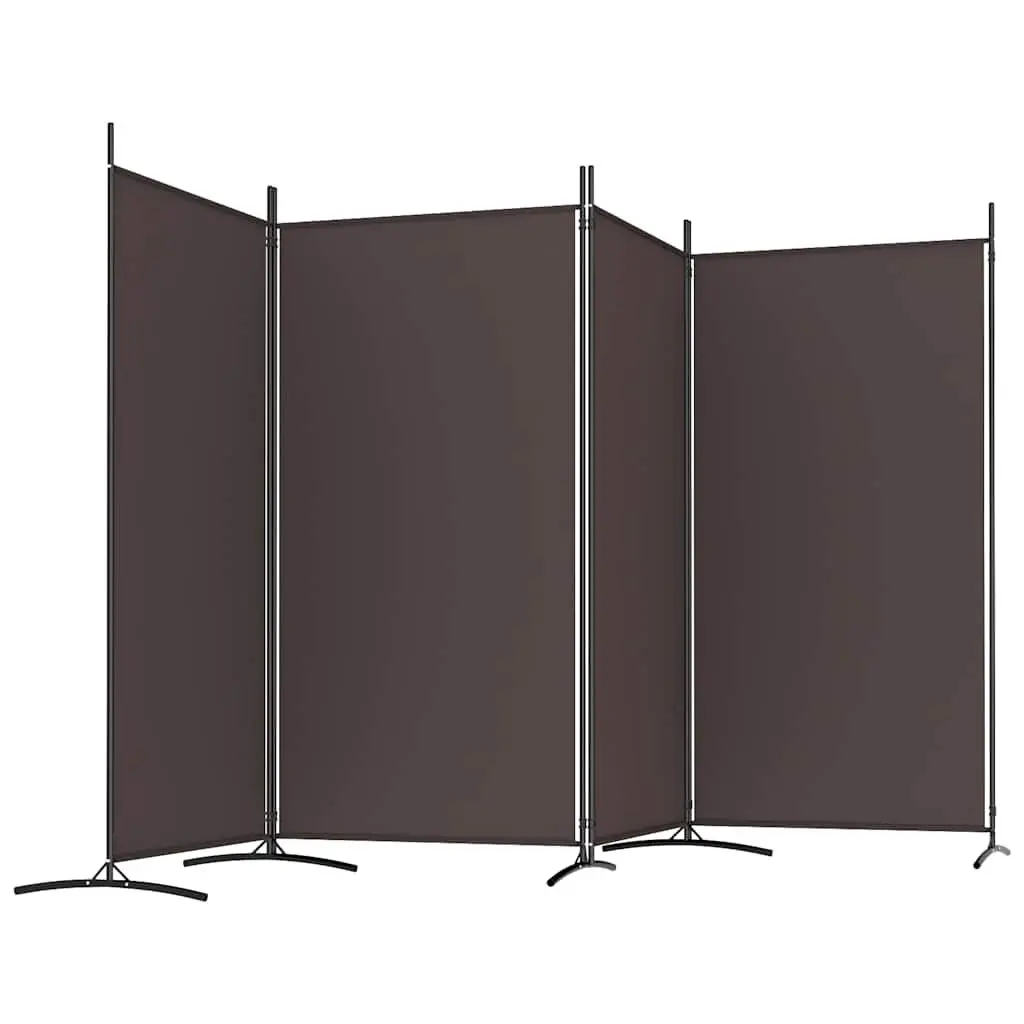 4-Panel Room Divider 346x180 cm Brown Foldable Fabric Privacy Screen
