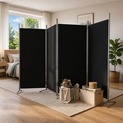 Enhance Your Space with a 4-Panel Black Room Divider 346x180cm