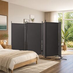 Stylish Brown Fabric Room Divider Screen - 6 Panels 520x180cm