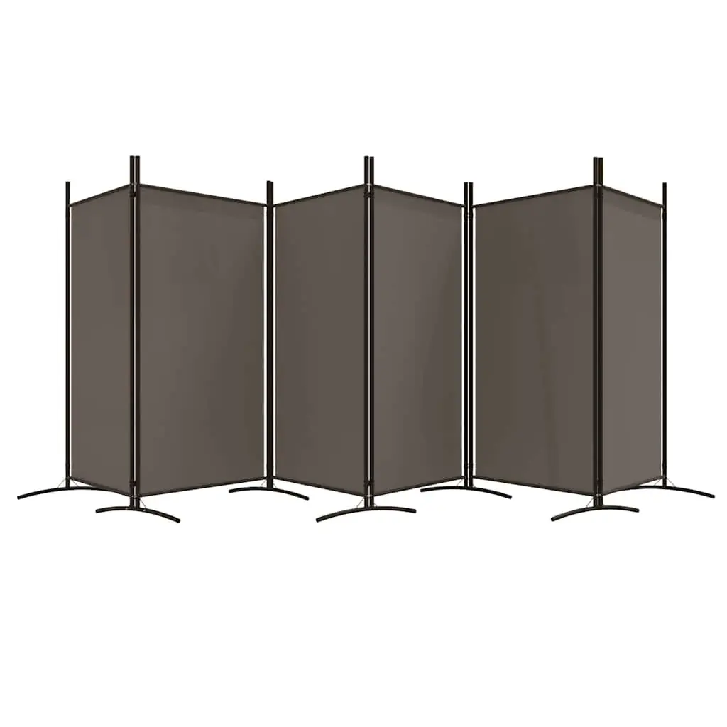 6-Panel Room Divider Screen Anthracite Fabric Folding Privacy