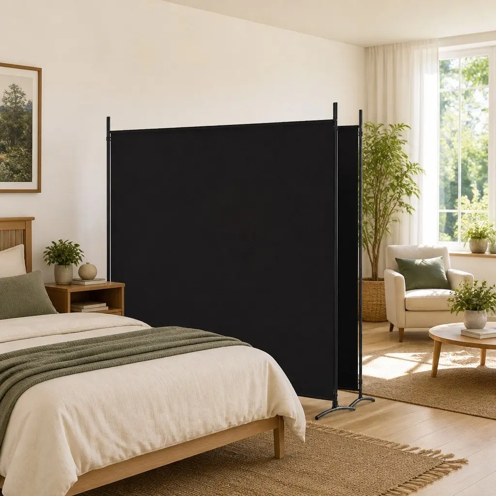 2-Panel Room Divider Screen Foldable Privacy Fabric Breathable