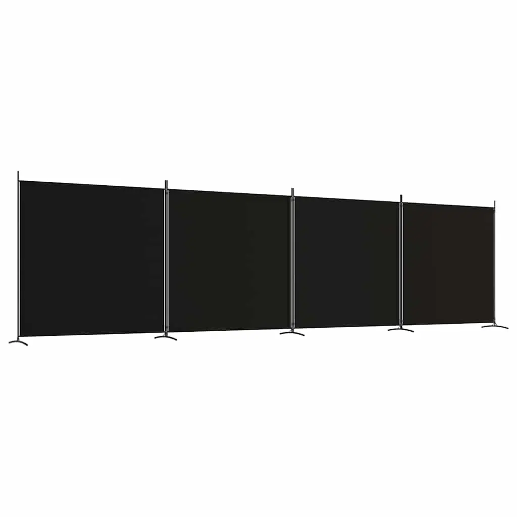 4-Panel Room Divider 698x180 cm Foldable Fabric Privacy Screen Black
