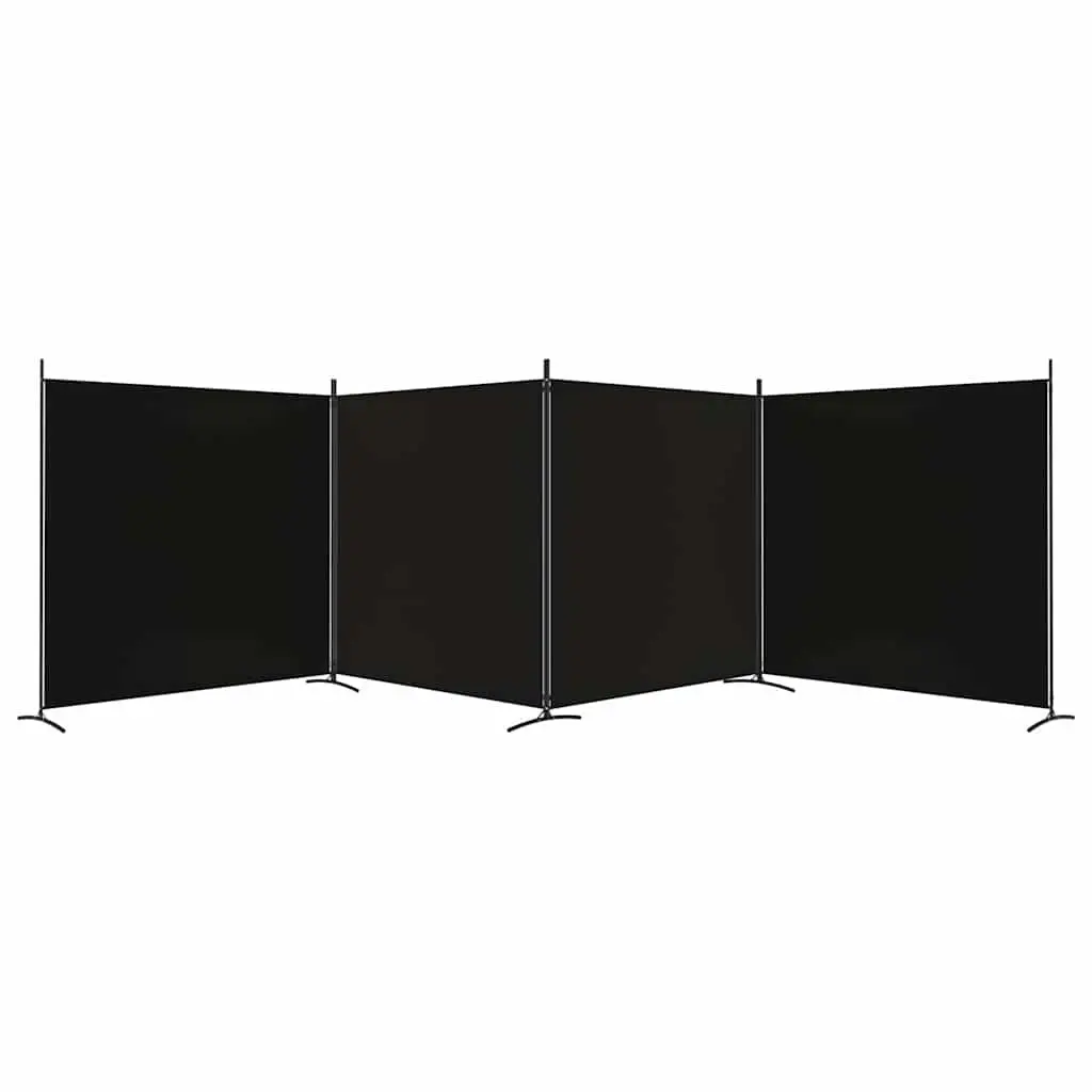 4-Panel Room Divider 698x180 cm Foldable Fabric Privacy Screen Black