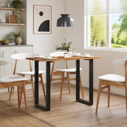 Natural Brown Dining Table Made of Solid Acacia Wood