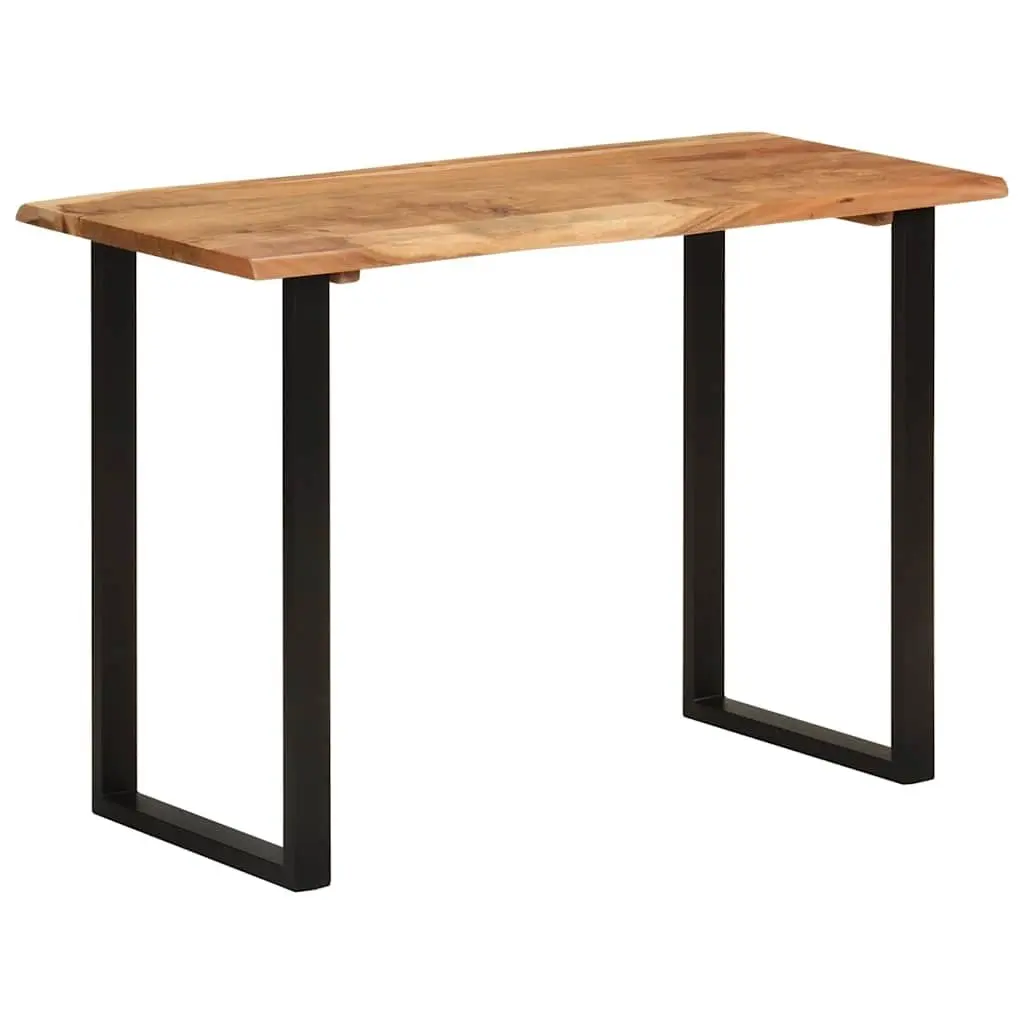 Solid Wood Dining Table 110x50x76cm Acacia with Iron Legs Natural Brown