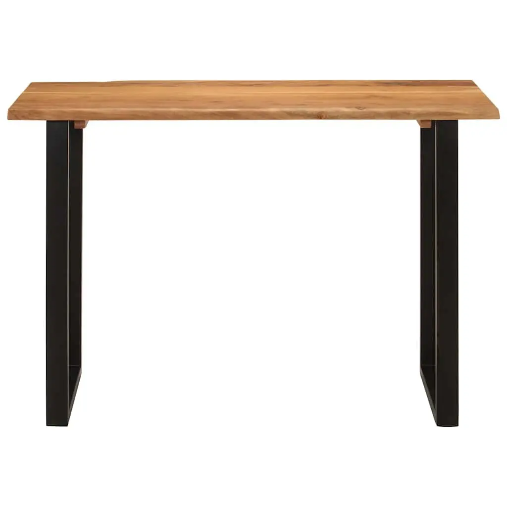 Solid Wood Dining Table 110x50x76cm Acacia with Iron Legs Natural Brown