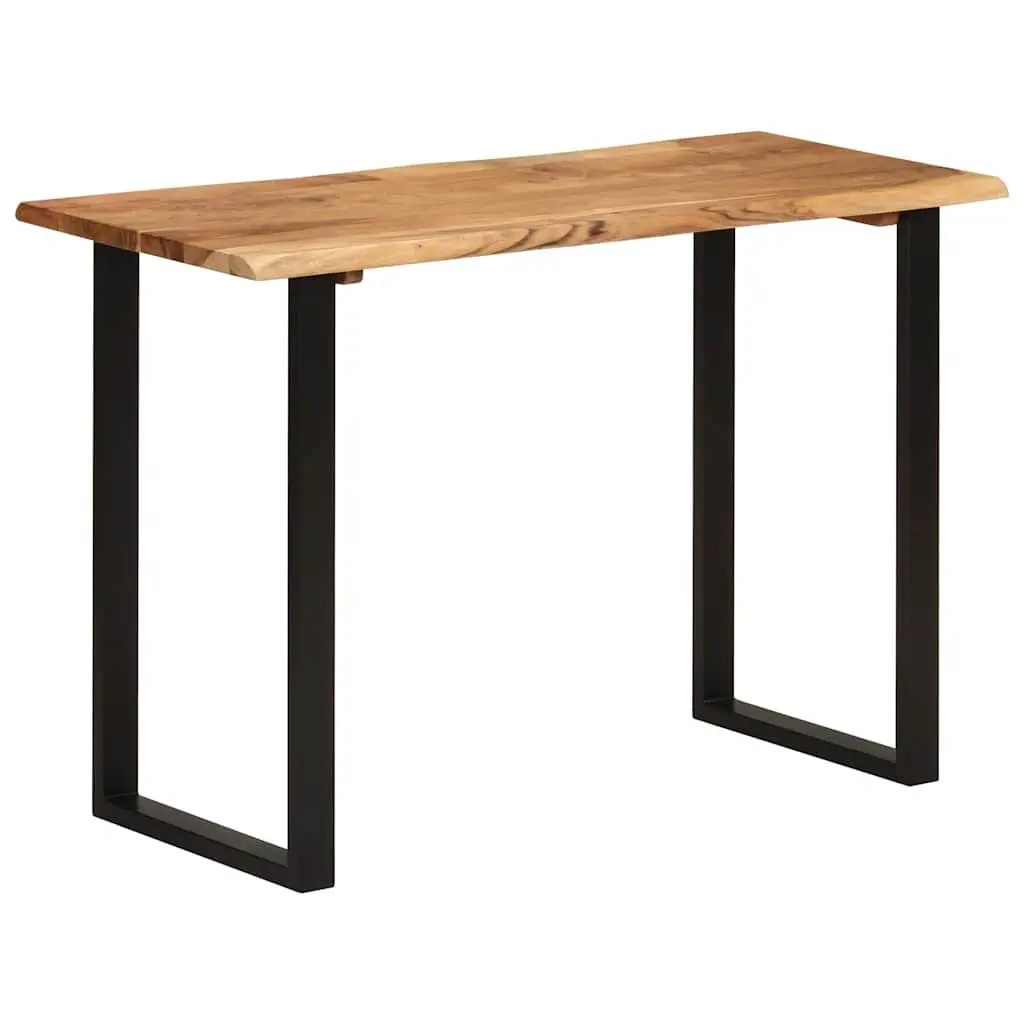 Solid Wood Dining Table 110x50x76cm Acacia with Iron Legs Natural Brown