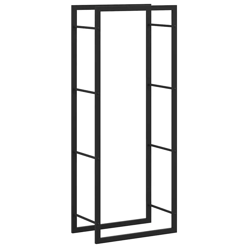 Log Rack Firewood Storage Holder Black Steel Fireplace Wood Stove Outdoor Indoor