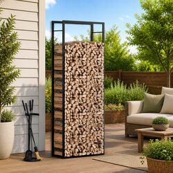 Black Firewood Log Rack: Enhance Your Indoor Outdoor Space