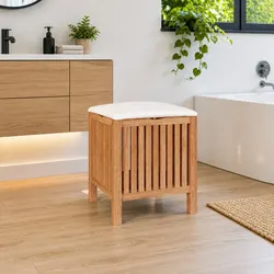 Brown Storage Stool for Bathroom - Stylish and Functional