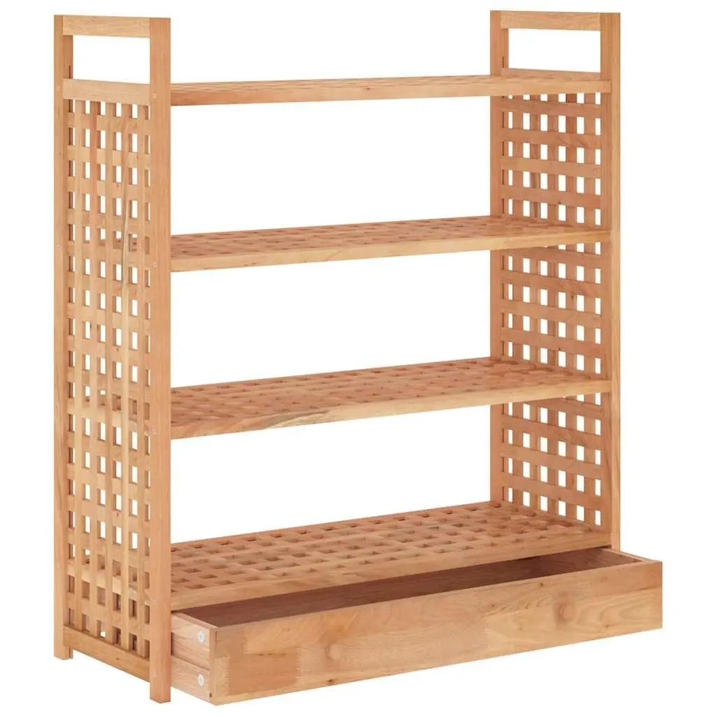 Wooden Shoe Rack 70x27x81 cm Brown 4 Shelf with Drawer Storage Organiser