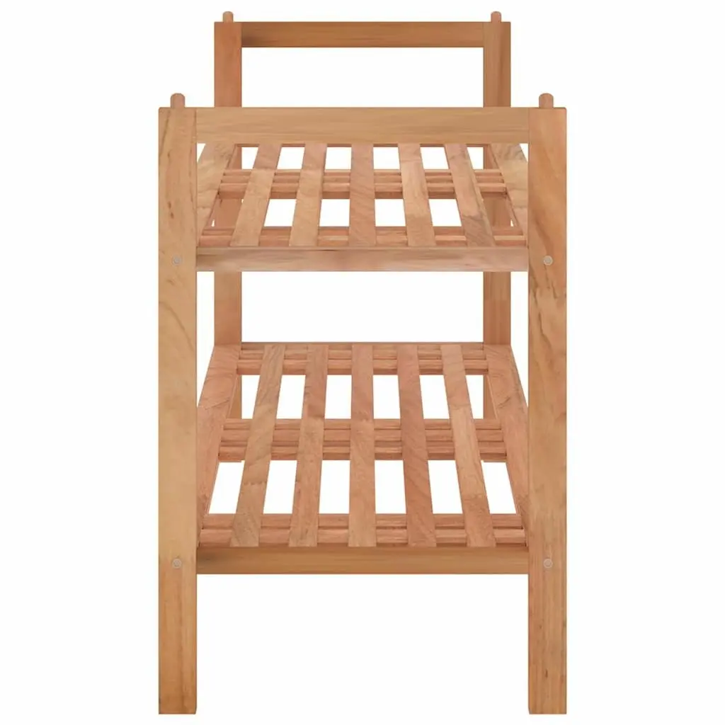 Shoe Rack 2 Shelves Solid Wood Stackable Brown