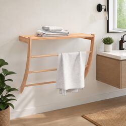 Solid Wood Towel Rack Brown 60x25.5x49 cm Bathroom Storage Shelf 3 Bars