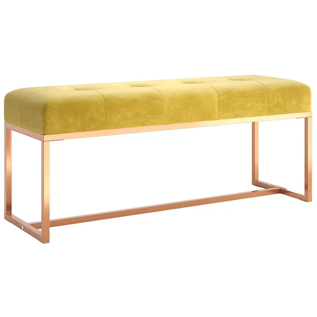 Velvet Bench 110cm Yellow Soft Upholstered Padded Seat Living Room Entryway Furniture