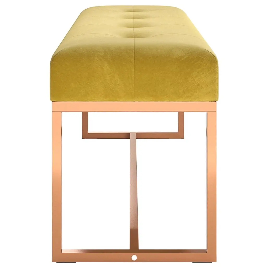 Velvet Bench 110cm Yellow Soft Upholstered Padded Seat Living Room Entryway Furniture