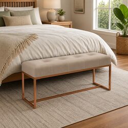 Enhance Your Space with a Beige Velvet Storage Bench