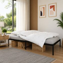 Stylish Black Steel King Single Bed Frame with Storage