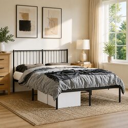 Elegant Metal Bed Frame 135x190 cm for a Chic Bedroom