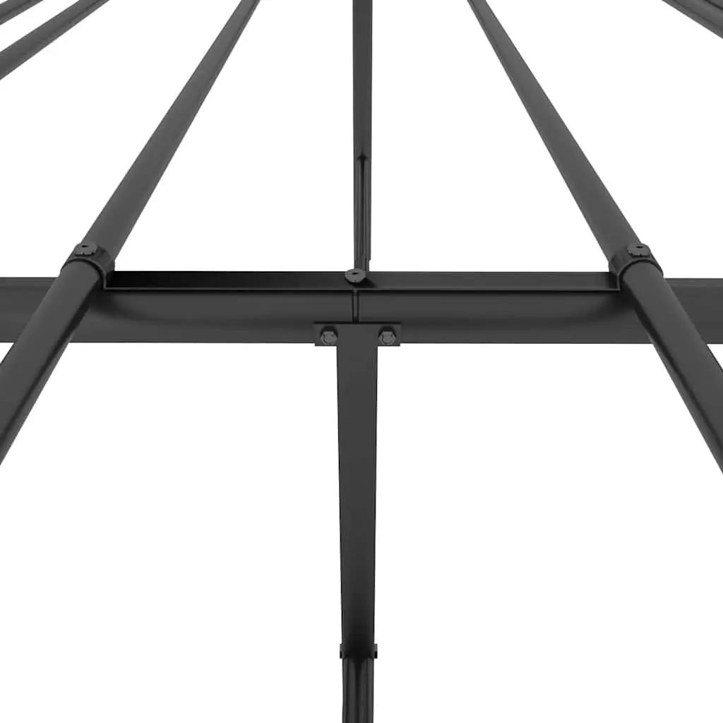 Metal Bed Frame 135x190 cm with Headboard and Slats Black