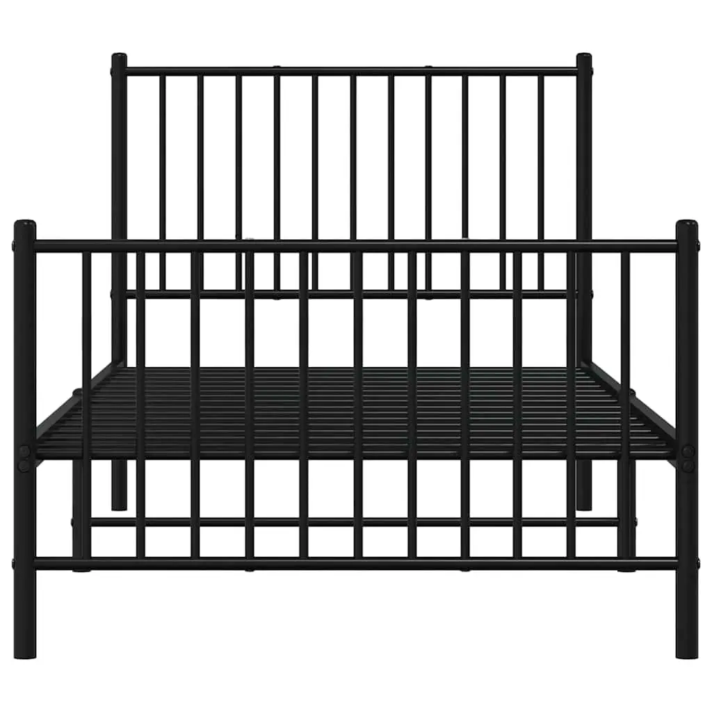 Metal Bed Frame 90x190 cm with Headboard Footboard Slatted Base Black