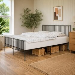 Stylish King Size Bed Frame 183x203 cm in Black Steel