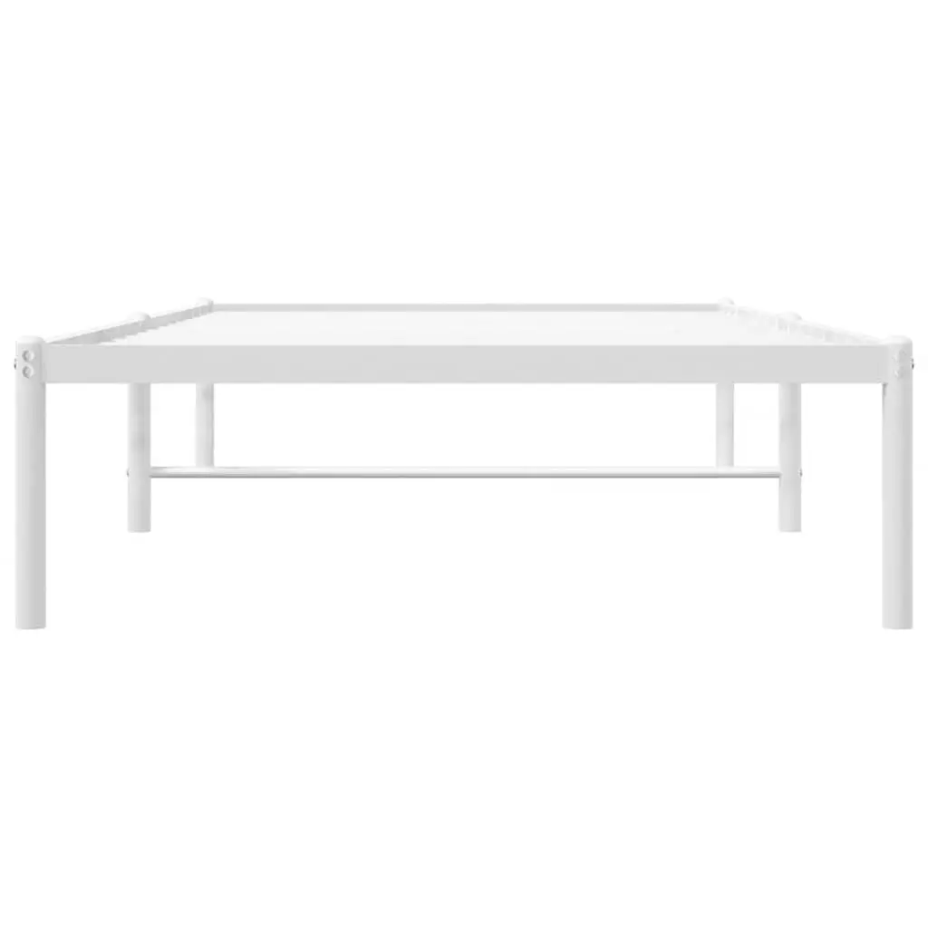 Metal Bed Frame 90x190 cm White Steel Platform Slat Support with Under-bed Storage