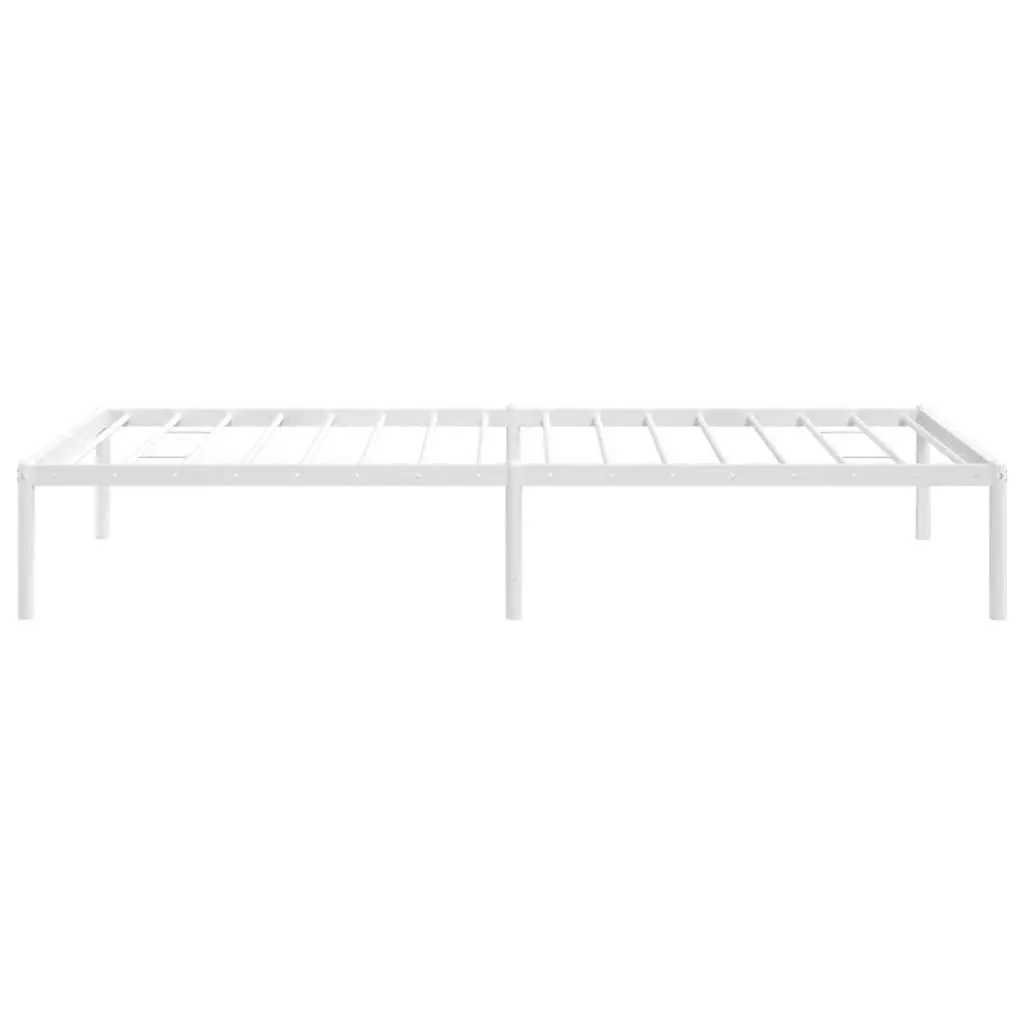 Metal Bed Frame 90x190 cm White Steel Platform Slat Support with Under-bed Storage