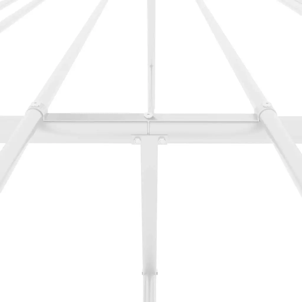 Metal Bed Frame 135x190 cm White Slatted Base Sturdy Steel Platform