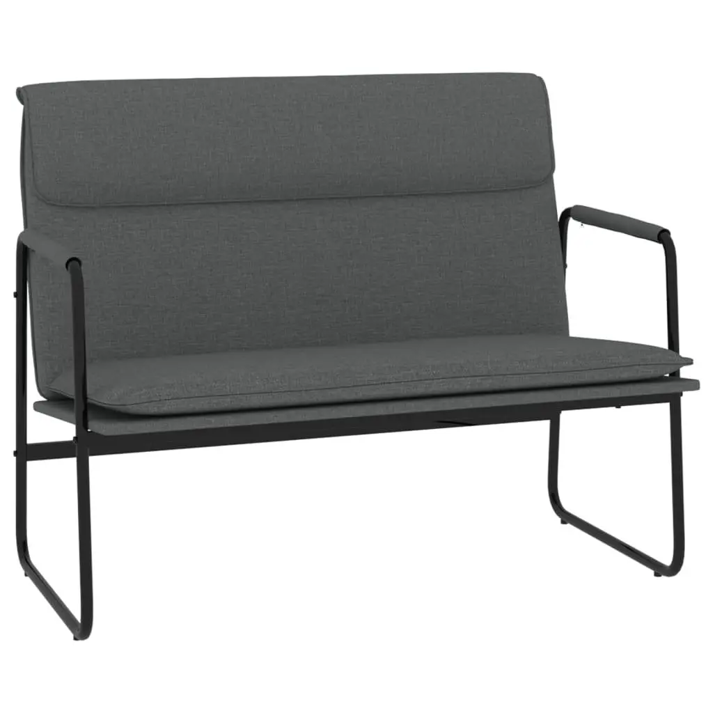 Bench Grey Fabric Upholstered Seating Furniture Living Room Deep Seat Metal Frame