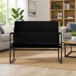 Stylish Black Faux Leather Bench for Cozy Home Spaces
