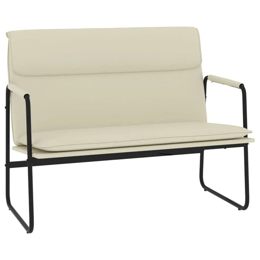 Cream Faux Leather Bench Upholstered Seating Furniture Lounge Chair Relaxation