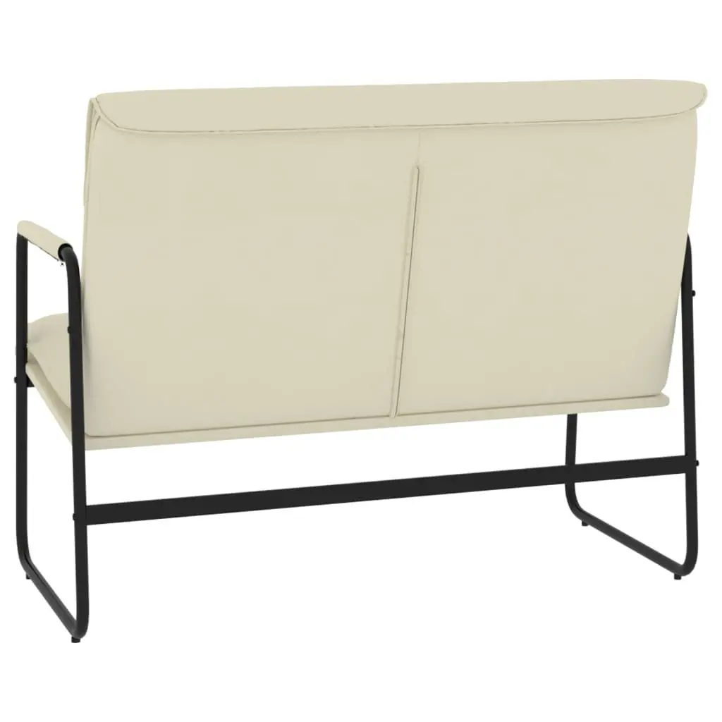 Cream Faux Leather Bench Upholstered Seating Furniture Lounge Chair Relaxation
