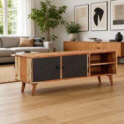 Acacia Brown Media Stand with Ample Storage Space