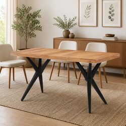 Dining Table Black 140x70x76cm Solid Acacia Wood Kitchen Furniture Industrial