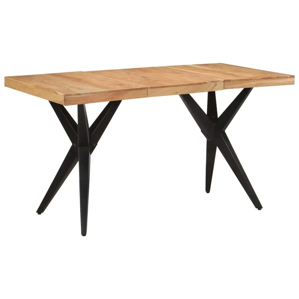 Dining Table 140x70x76cm Solid Acacia Wood Industrial Style with Powder-Coated Iron Frame