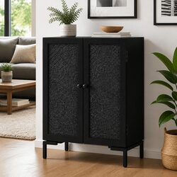 Sideboard Black 55x30x77 cm Solid Wood Mango Storage Cabinet Buffet Cupboard