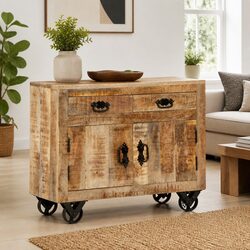 Sideboard Cabinet 80x30x65 cm Solid Mango Wood Storage with Drawers Brown