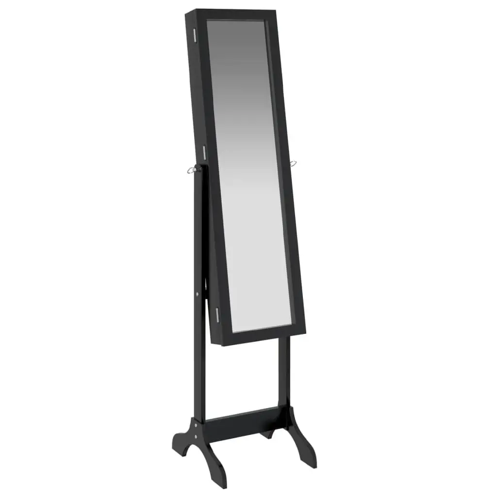Free-Standing Mirror Black 34x37x146cm Clear Glass Face Engineered Wood Construction