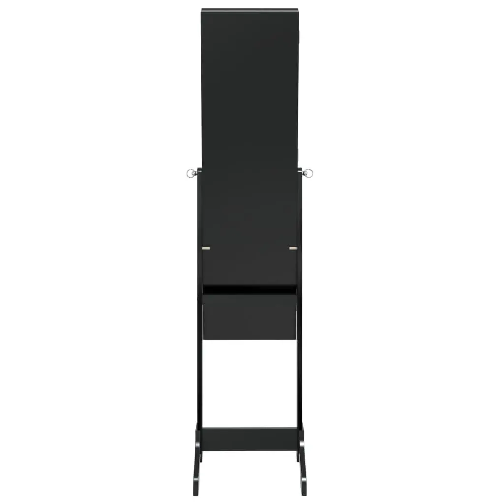 Free-Standing Mirror Black 34x37x146cm Clear Glass Face Engineered Wood Construction