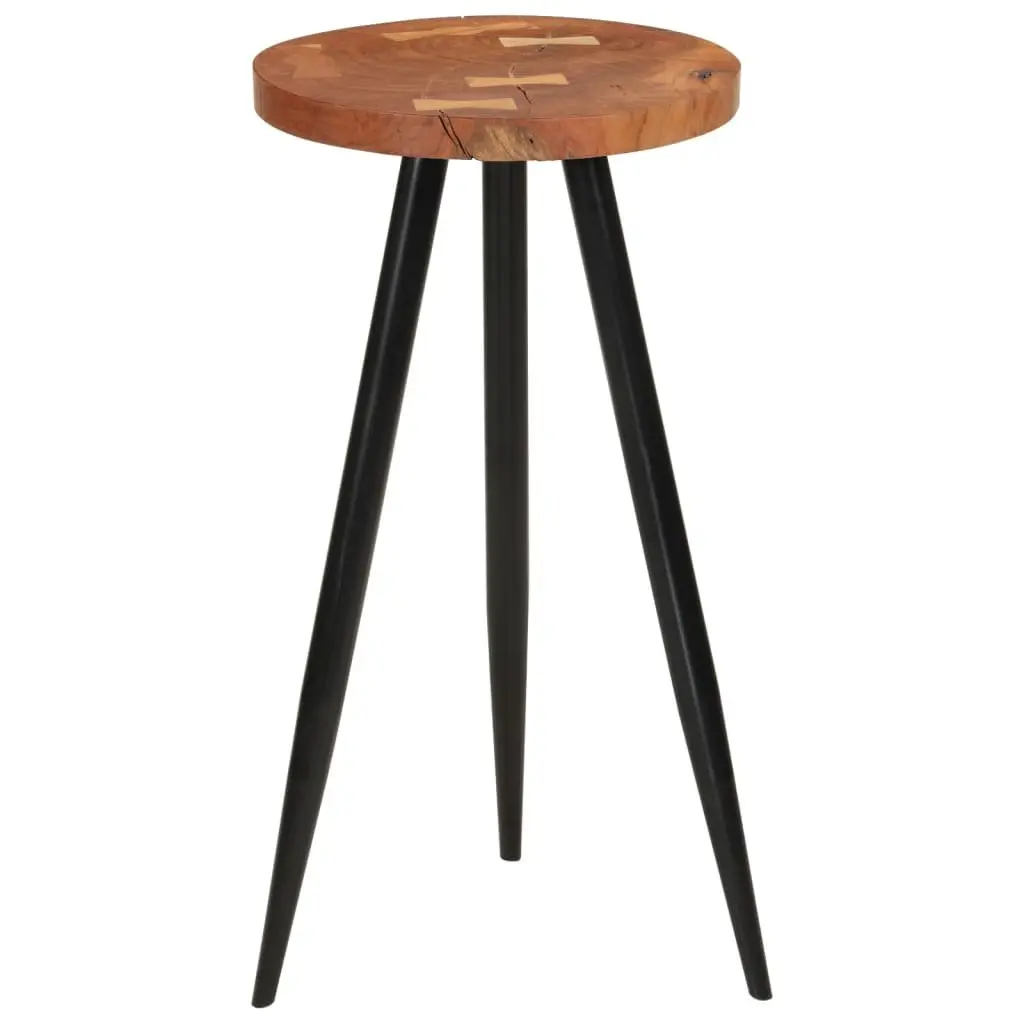 Log Bar Table 53 cm Solid Acacia Wood Top Iron Legs Industrial Style