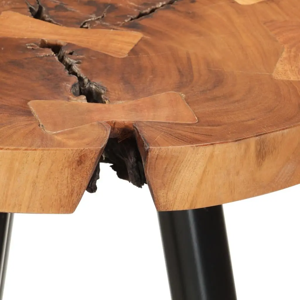 Log Bar Table 53 cm Solid Acacia Wood Top Iron Legs Industrial Style
