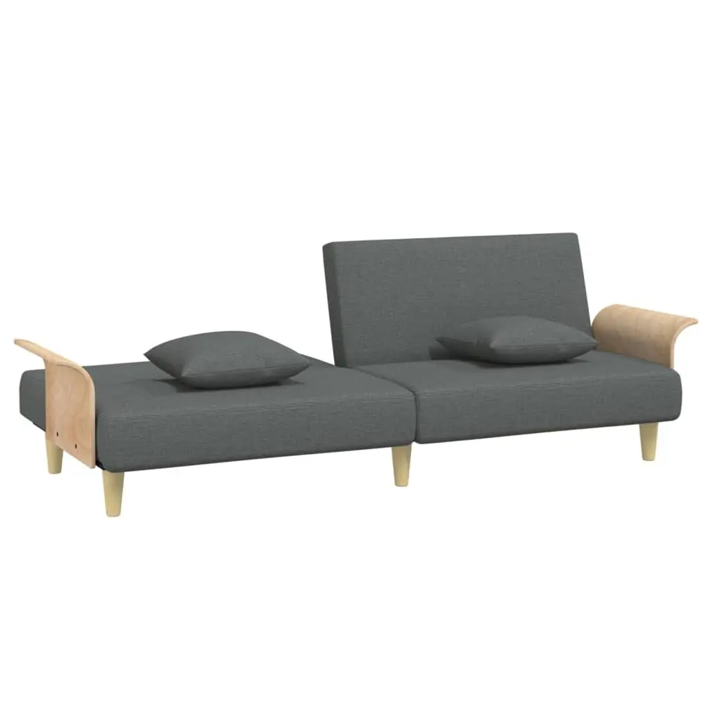 Sofa Bed Grey Fabric Adjustable Backrest with Armrests for Guest Comfort