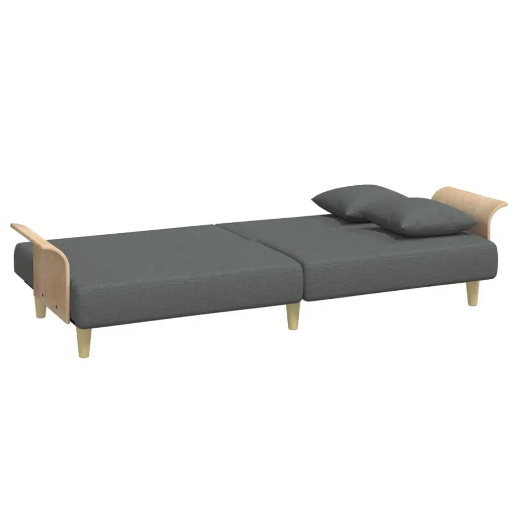 Sofa Bed Grey Fabric Adjustable Backrest with Armrests for Guest Comfort